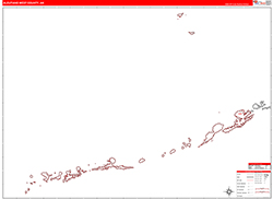 Aleutians WestBorough (County), AK Wall Map Zip Code Red Line Style 2026